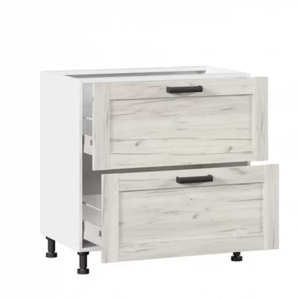 Тумба кухонная 800 с 2 ящиками ЛЮКС (4) Тип 1 Винченца ЛД 234.920.000.023 Белый Дуб Крафт белый_1