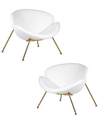 Кресло дизайнерское DOBRIN EMILY (белый винил YP17, золотое основание) 2 шт_0
