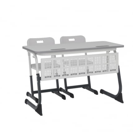 Парта двухместная регулируемая по высоте СМАРТЙ ПЛУС с сетками (рост 3-5) Антрацит/Белый/Серый / SMARTY PLUS_1