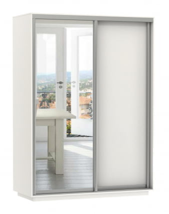 Шкаф-купе двухдверный Экспресс Дуо Медиум 1600х2400h Белый снег_0