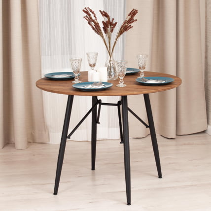 Стол RUSTO (mod. 283) МДФ/металл, D100 х 75 см, Black (Черный) / Walnut (Орех)_7