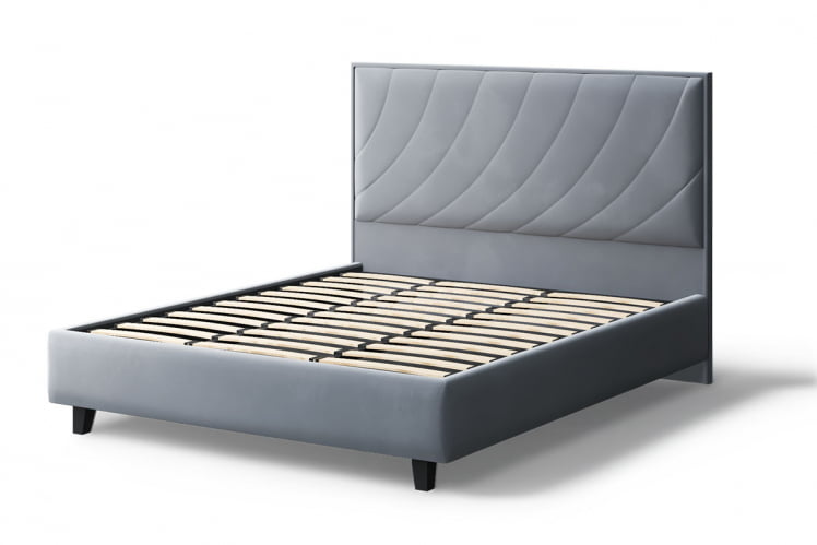 Кровать СОФИЯ 2000*1600мм (без опор), велюр NEO 25 (серый), (б/основания, б/матраса)_1