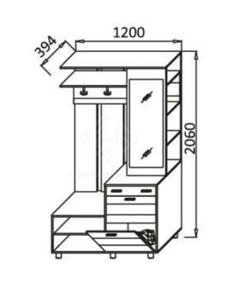 Набор для прихожей Визит - 11 Черный глянец Индиан эбони_5