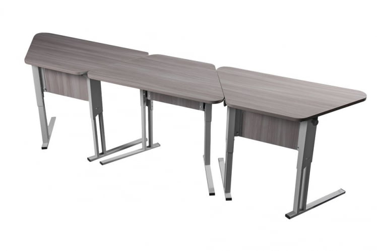 Парта одноместная трапециевидная столешница (рост 3-7) Ясень Шимо светлый/Металл Серый_4