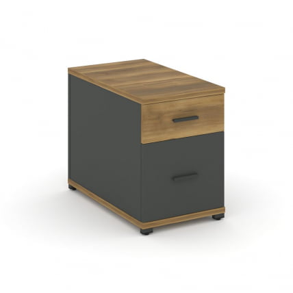 Тумба опорная/приставная с ящиком и распашным фасадом CONCEPT CN.TGO-004 B/W Сандал Янтарный Антрацит_0