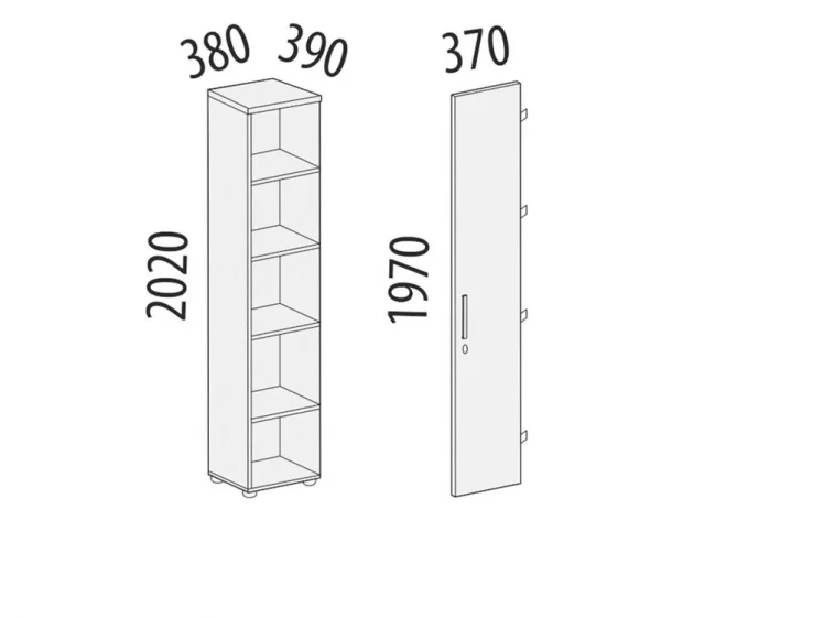 Стеллаж закрытый Альфа 62 134 Орех Пегас_3