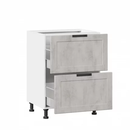 Тумба кухонная 600 с 2 ящиками (4) Джамис ЛД 296.130.000.008 Белый Белый камень_1