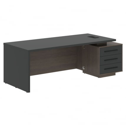 Стол руководителя правый VELION VCT 2290 R Яшма черный Дуб Сильвер_0