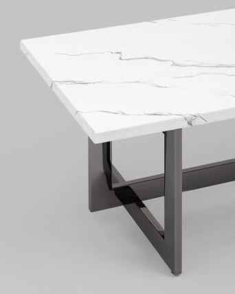 Журнальный столик Нэйтан 122*61 белый мрамор сталь Темный хром_3