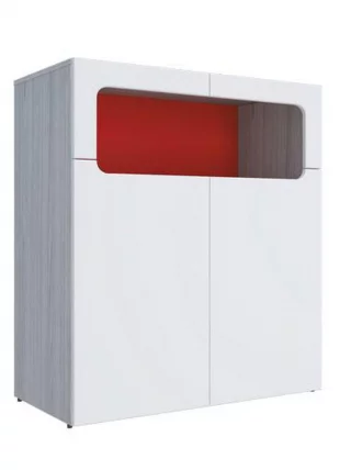 Тумба Палермо Юниор 06 Белый глянец Ясень шимо светлый Красный_0