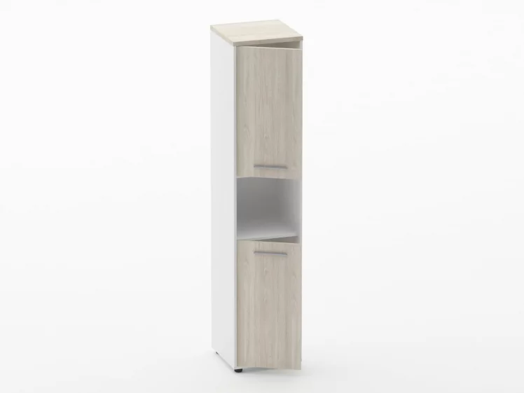 Шкаф 4 узкий закрытый, с нишей Deka 10.19.12Л Дуб Сантана светлый/Белый_1