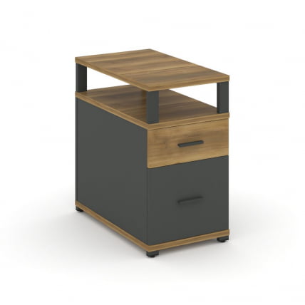 Тумба опорная/приставная с ящиком, распашным фасадом и надставкой CONCEPT CN.TGP-002 B/W Сандал Янтарный Антрацит_0