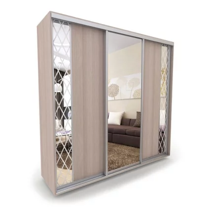 Шкаф-купе 3-х дверный Акцент-Вера ДР 2100х600 Ясень шимо светлый_0