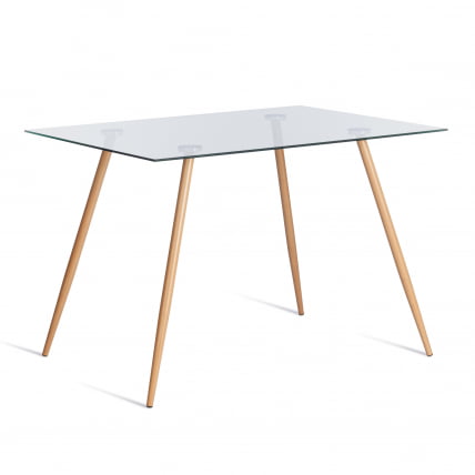 Стол SOPHIA (mod. 5003) металл/стекло (8мм), 110 х 80 х 75 см, бук/прозрачный_0