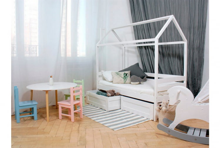 Кровать-домик RooRoom кд-11Р c ящиками Розовый_2