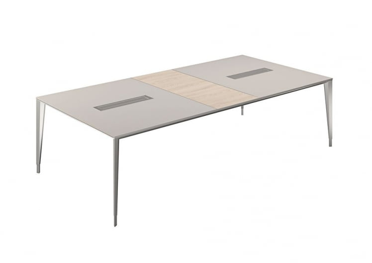 Конференц-стол (домино поперек) Atlas NZ-0108.GS.YN.AL Серый камень Ясень Наварра Алюминий_0