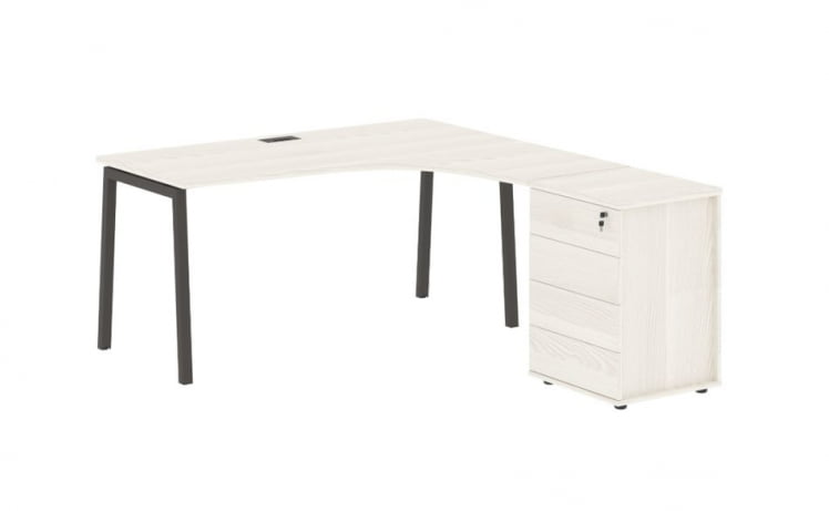 Стол эргономичный с тумбой (правый) EDIS ELCET 1518 R Ясень Траун Мокко_0