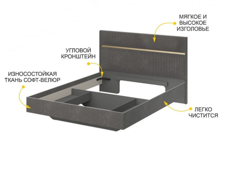 Кровать Монако 902.01 Оникс Десерт серый_3