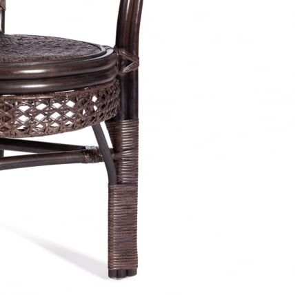 Комплект PELANGI 02/15 ( стол со стеклом + 4 кресла ) [с подушками] ротанг, кресло 65х65х77см, стол диаметр 64х61см, walnut (грецкий орех)_6