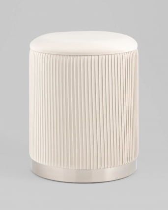 Пуф Шарлотта с ящиком велюр бежевый серебро основание_0