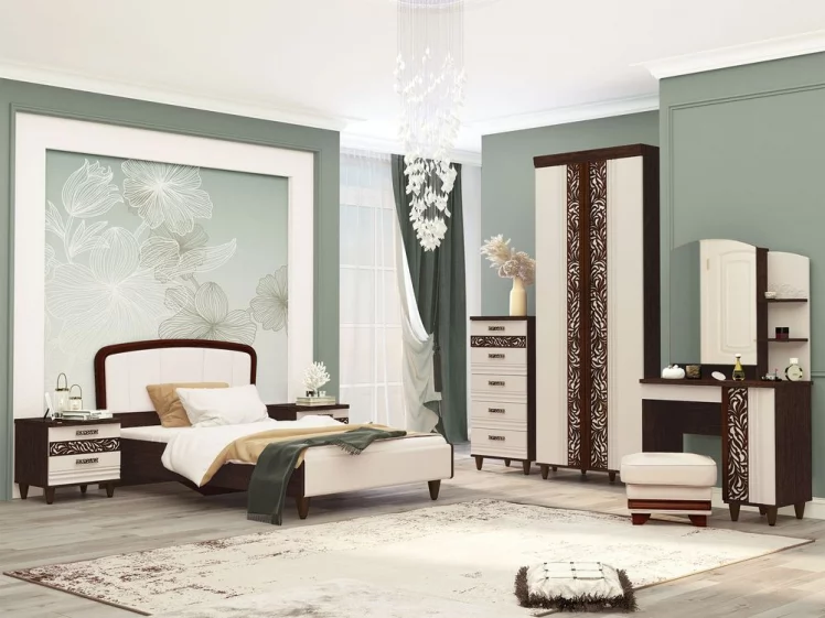 Комплект мебели для спальни Катрин №05 Дуб венге Белый песок Санчо крем Браун вуд_0