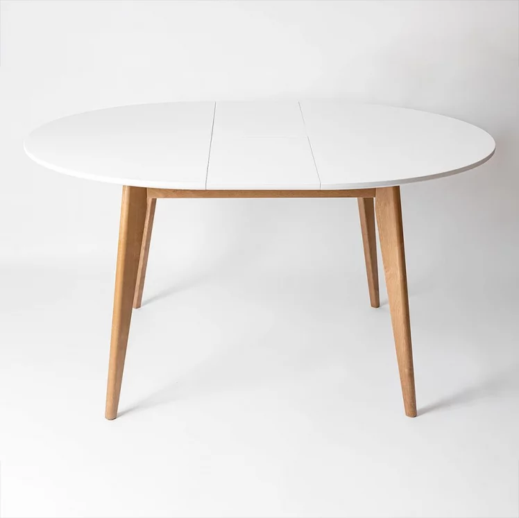 Стол обеденный Орион Plus 100x100 Эмаль белая Морилка Дуб натуральный_4