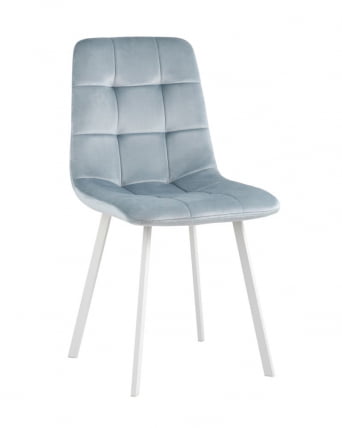Комплект из двух стульев Chilly велюр серо-голубой ножки металл белые_1