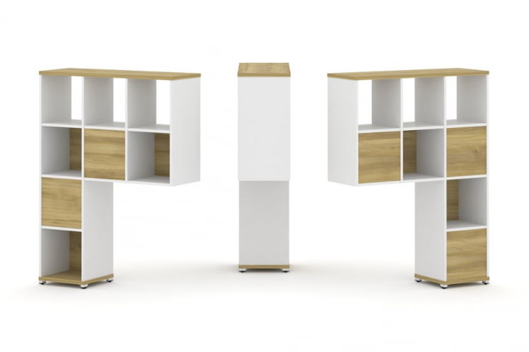 Надставка на стол высокая двухсторонняя + задняя стенка (5 шт.) CONCEPT CN.DNV-003 Дуб Винченцо Белый бриллиант Белый металл_0