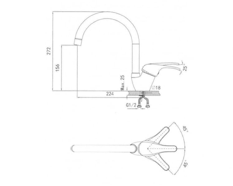 Кухонный смеситель GRANULA 1024 Шварц_1