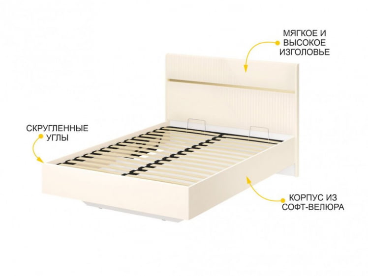 Кровать с подъемным механизмом Монако 903.31 Белый шпон/Даллас Айвори_2
