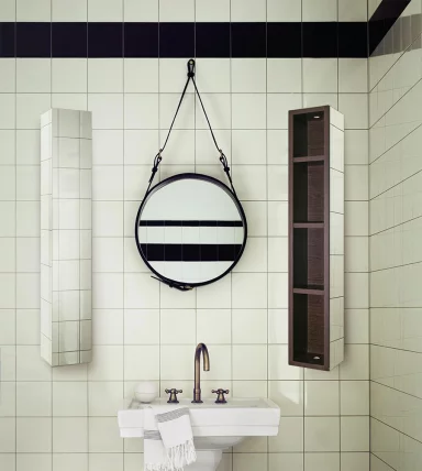 Поворотный зеркальный шкаф Хоп Шелф Беленый дуб_2