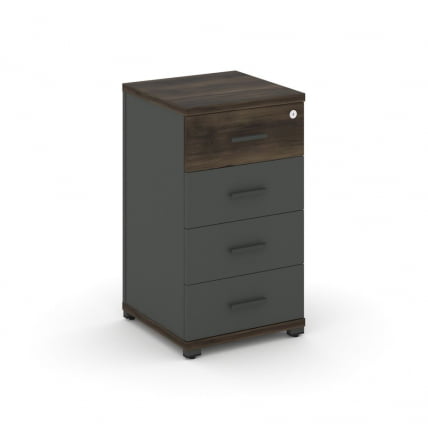 Тумба опорная/приставная с 4 ящиками CONCEPT CN.TUO-002 B/W Дуб Мали Антрацит_0