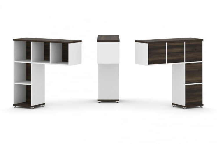 Надставка на стол низкая односторонняя + задняя стенка 5шт. CONCEPT CN.ONN-001 Дуб Мали Белый бриллиант Белый металл_0