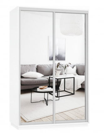 Шкаф-купе двухдверный Экспресс Дуо Экспенс 1400х2200h Белый снег_0