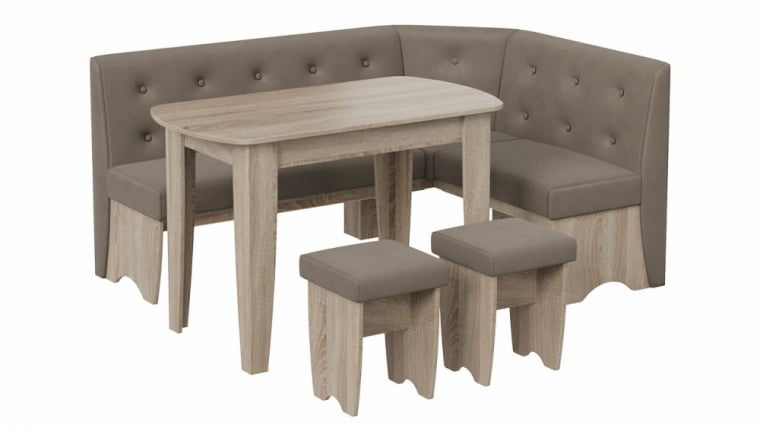 Кухонный уголок Барселона Дуб Сонома трюфель, Микровелюр Duna Stone_1