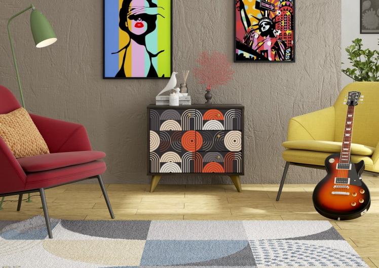 Комод Фьюжн КМ-002 АРТ Угольный камень/BIKER CAT_2