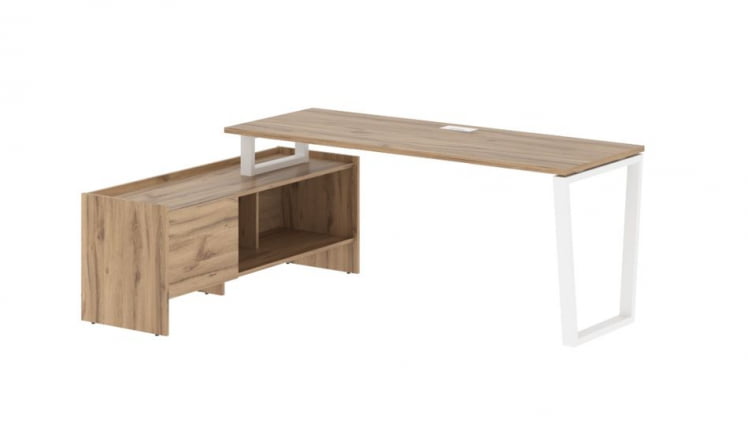 Стол с тумбой EDIS EVCT 19614 Дуб Денвер светлый Белый_0