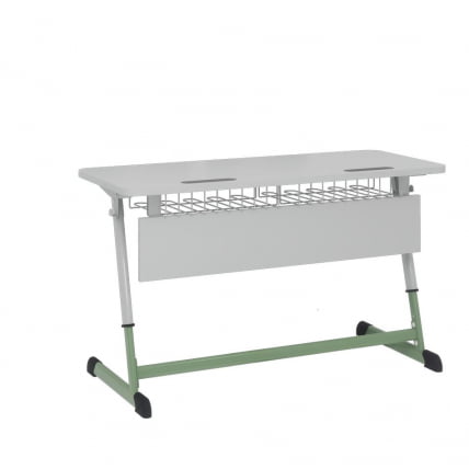 Парта двухместная регулируемая по высоте НОМАД с антивандальной  полиуретановой кромкой (рост 3-7) Оливковый/Серый / NOMAD_0