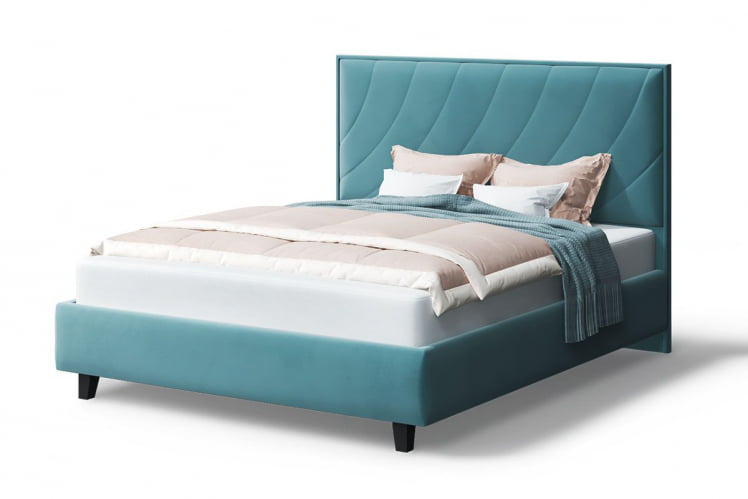 Кровать СОФИЯ 2000*1200мм (на опорах), велюр NEO 22 (бирюзовый), (б/основания, б/матраса)_0