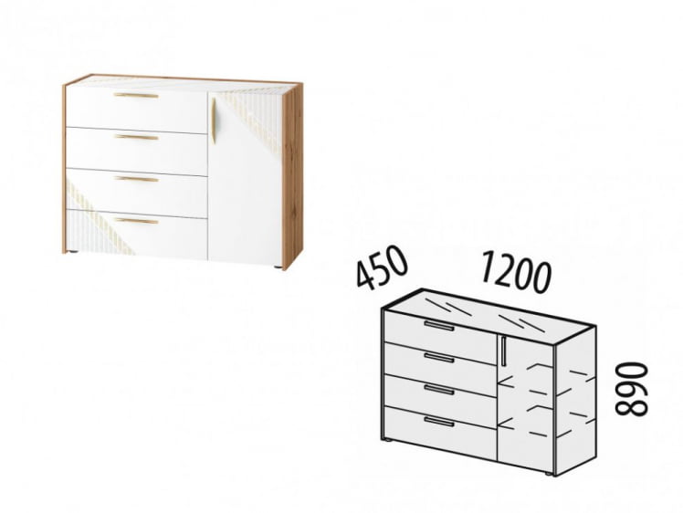 Тумба-комод Монако 903.23 Дуб Вотан / Белый шпон / Альпийский белый_8