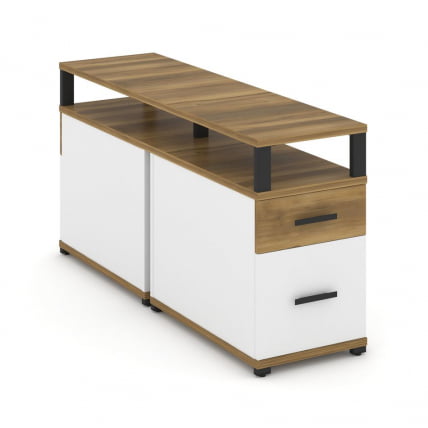 Тумба двухсторонняя опорная приставная с ящиком, распашным фасадом и надставкой CONCEPT CN.DTGP-002 B/W Сандал Янтарный Белый бриллиант Черный_0