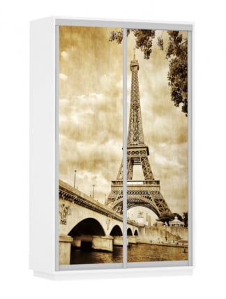 Шкаф-купе двухдверный Экспресс Дуо 1400х2200h Париж/Белый снег_0