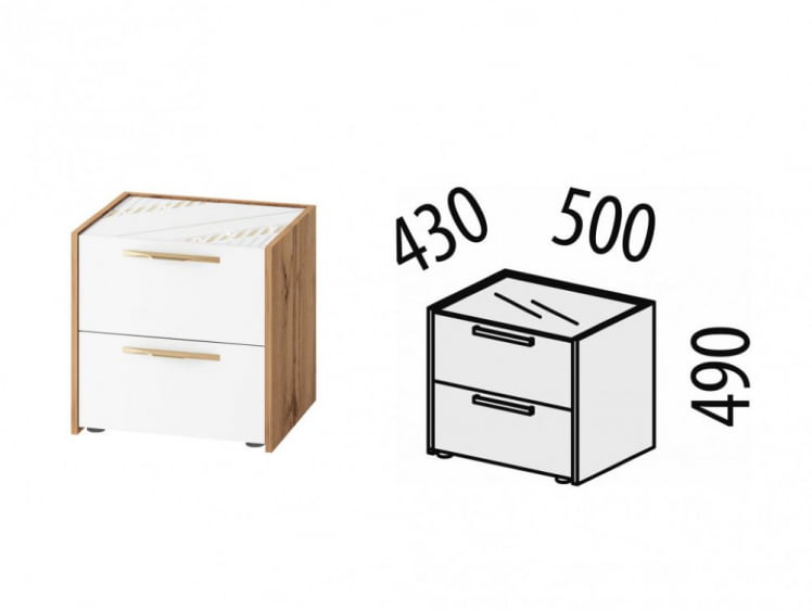 Тумба прикроватная Монако 903.07 Дуб Вотан / Белый шпон / Альпийский белый_3