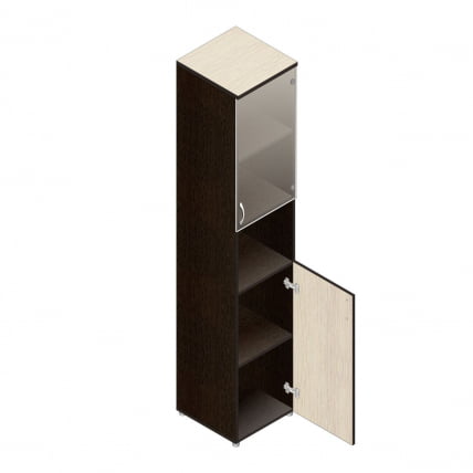 Шкаф для документов узкий с тонированными стеклами Р.П-4СТ Венге/дуб молочный_0