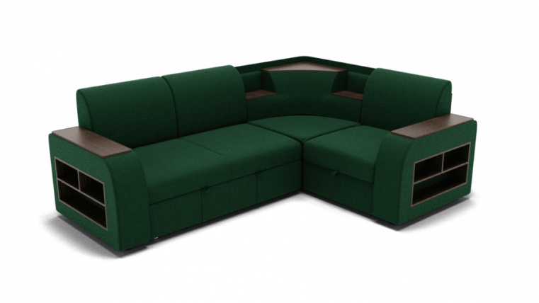 Диван Фараон (ЗР) Цвет фасада: Зеленый; Тип: Универсальный; Материал фасада: Металл/Велюр_0