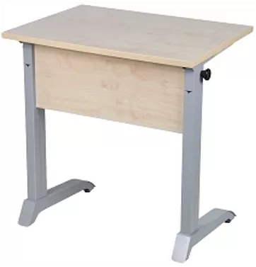 Парта одноместная с прямыми углами рост 6 Белая ЛДСП/Серая кромка/Металл Серый_0