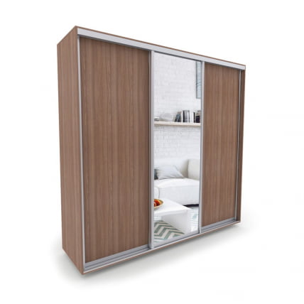 Шкаф-купе 3-х дверный Акцент-Сим ДЗ 2400х600 Ясень шимо тёмный_0