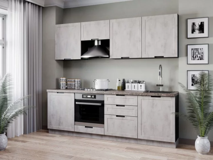 Тумба кухонная 600 для встраиваемой техники Джамис ЛД 296.250.000.056 Черный Белый камень_1