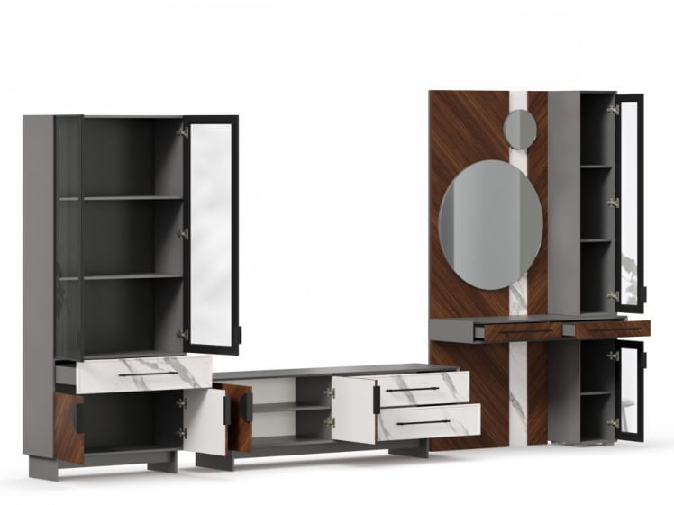 Набор мебели для гостиной Вилена №6 Серый/Орех/Монте белый_2