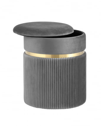 Пуф Миранда с ящиком серебро велюр Серый_1